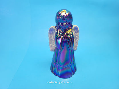 Fenton purple carnival wix wings angel praying with bird