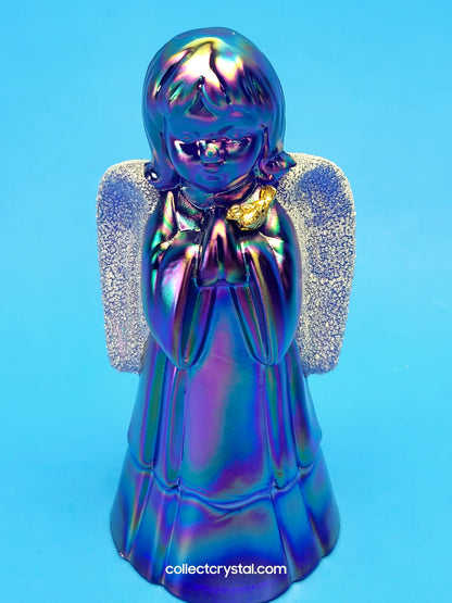 Fenton purple carnival wix wings angel praying with bird