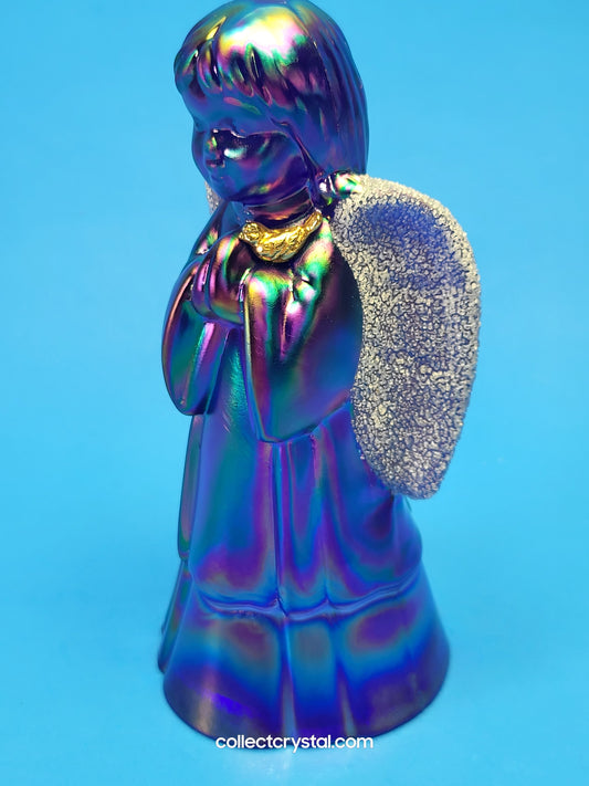 Fenton purple carnival wix wings angel praying with bird