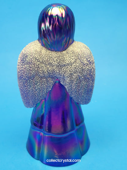 Fenton purple carnival wix wings angel praying with bird