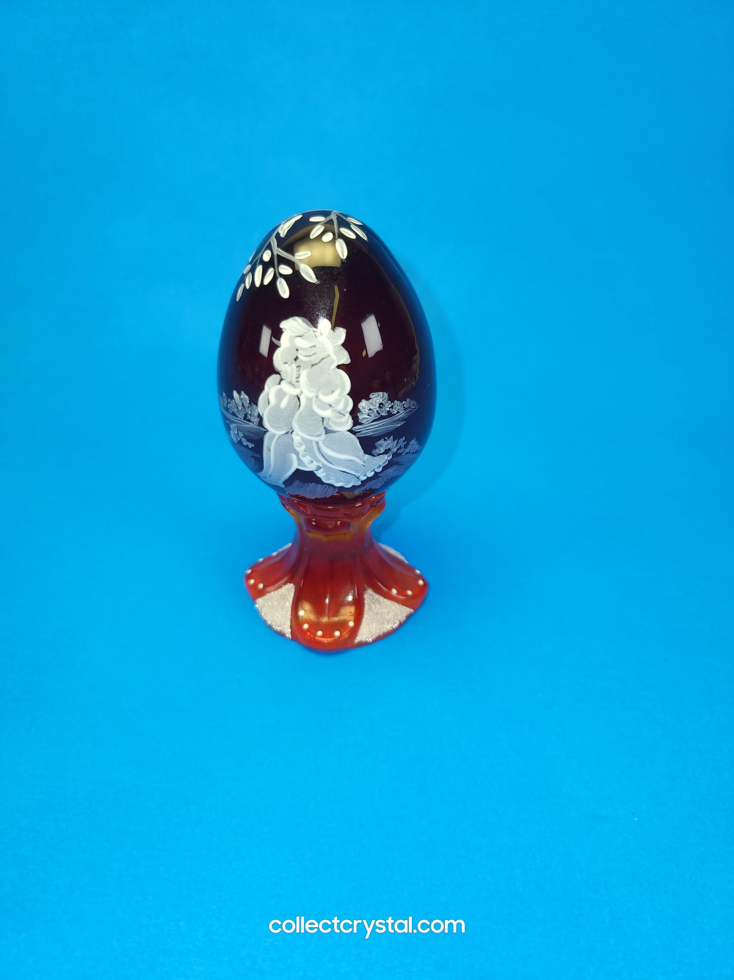 Iridescent Hand Painted Glass Pedestal Egg Floral 700 / 3000 S. Bryan