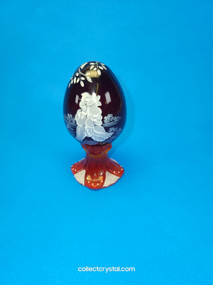 Iridescent Hand Painted Glass Pedestal Egg Floral 700 / 3000 S. Bryan