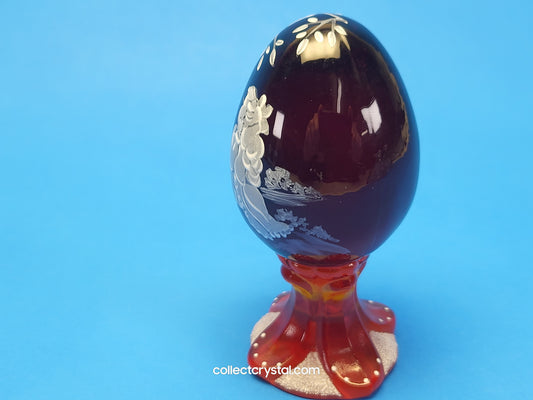 Iridescent Hand Painted Glass Pedestal Egg Floral 700 / 3000 S. Bryan
