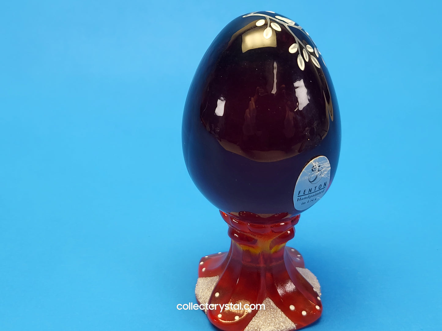 Iridescent Hand Painted Glass Pedestal Egg Floral 700 / 3000 S. Bryan