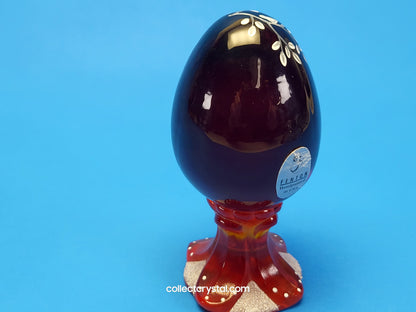 Iridescent Hand Painted Glass Pedestal Egg Floral 700 / 3000 S. Bryan