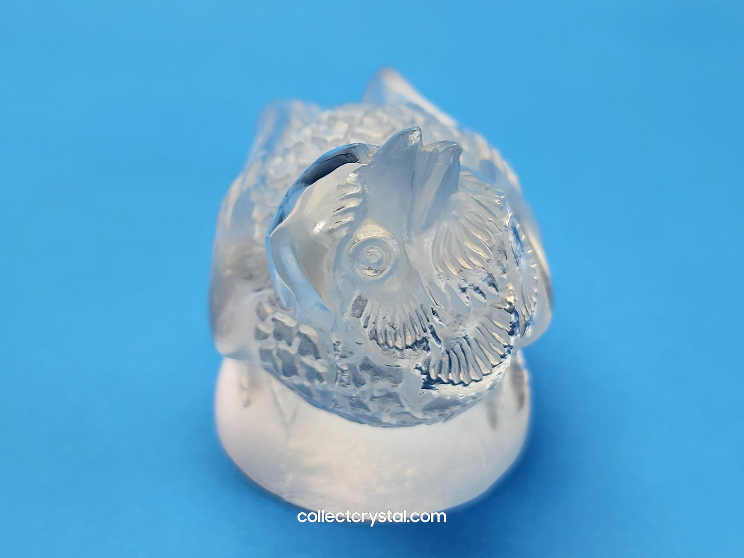 Lalique Frosted Crystal Sparrow Bird Figurine - Signed Lalique France Head Up