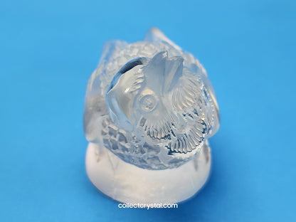 Lalique Frosted Crystal Sparrow Bird Figurine - Signed Lalique France Head Up