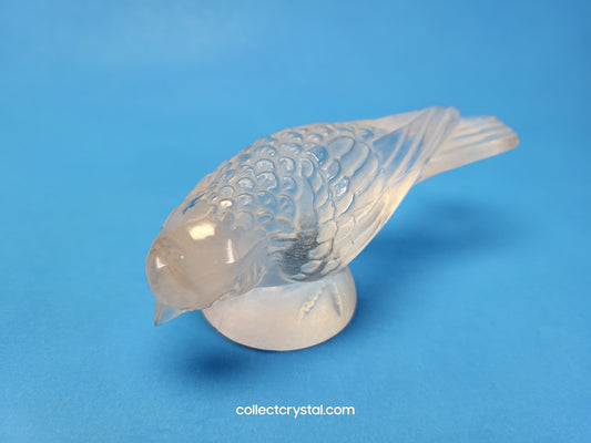 Lalique Frosted Crystal Sparrow Bird Figurine - Signed Lalique France