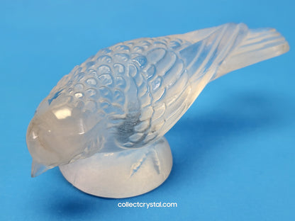 Lalique Frosted Crystal Sparrow Bird Figurine - Signed Lalique France