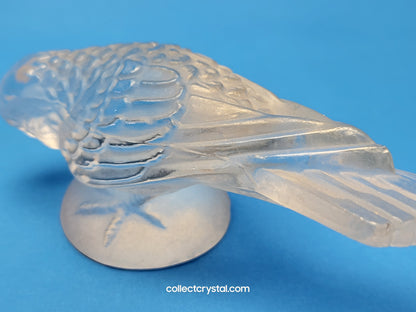 Lalique Frosted Crystal Sparrow Bird Figurine - Signed Lalique France