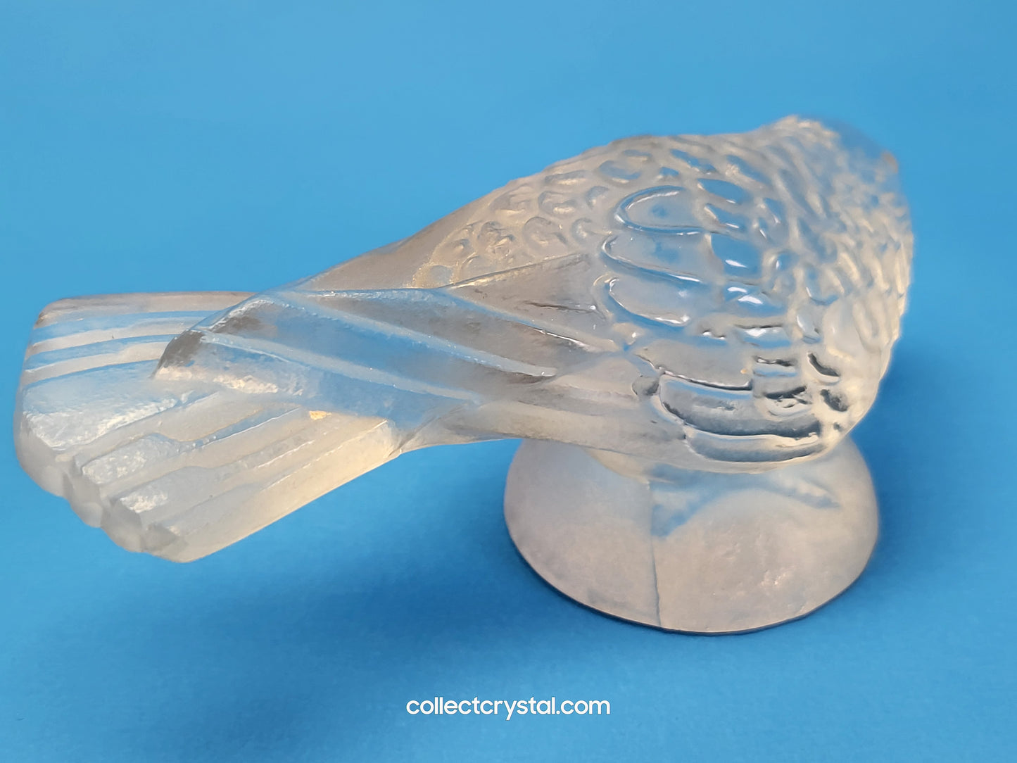 Lalique Frosted Crystal Sparrow Bird Figurine - Signed Lalique France