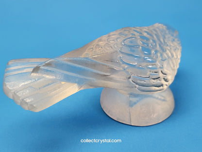 Lalique Frosted Crystal Sparrow Bird Figurine - Signed Lalique France