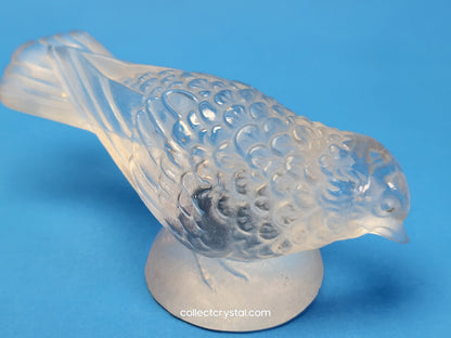 Lalique Frosted Crystal Sparrow Bird Figurine - Signed Lalique France