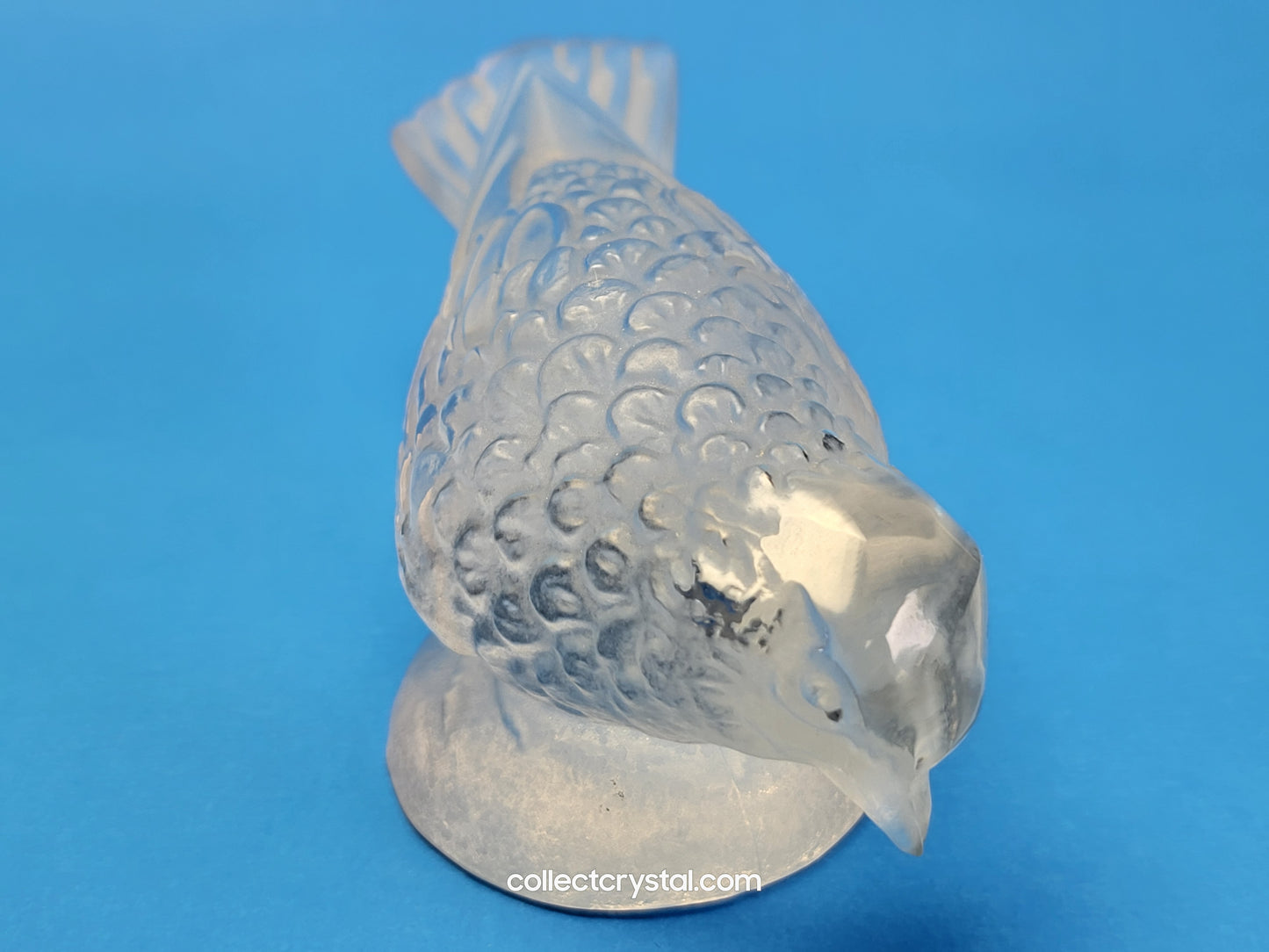 Lalique Frosted Crystal Sparrow Bird Figurine - Signed Lalique France