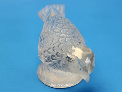 Lalique Frosted Crystal Sparrow Bird Figurine - Signed Lalique France