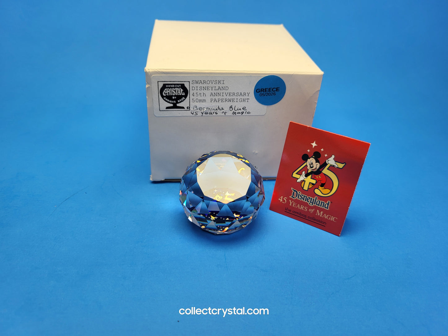 Arribas DisneyLand 45th Anniversary Paperweight 50mm Bermuda Blue