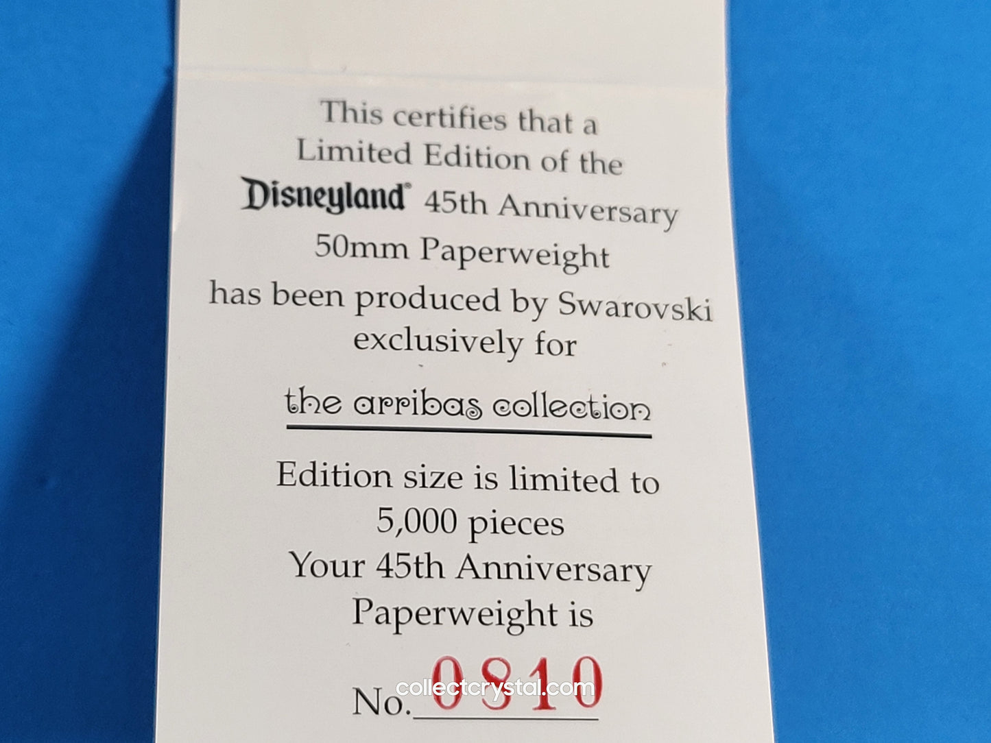Arribas DisneyLand 45th Anniversary Paperweight 50mm Bermuda Blue