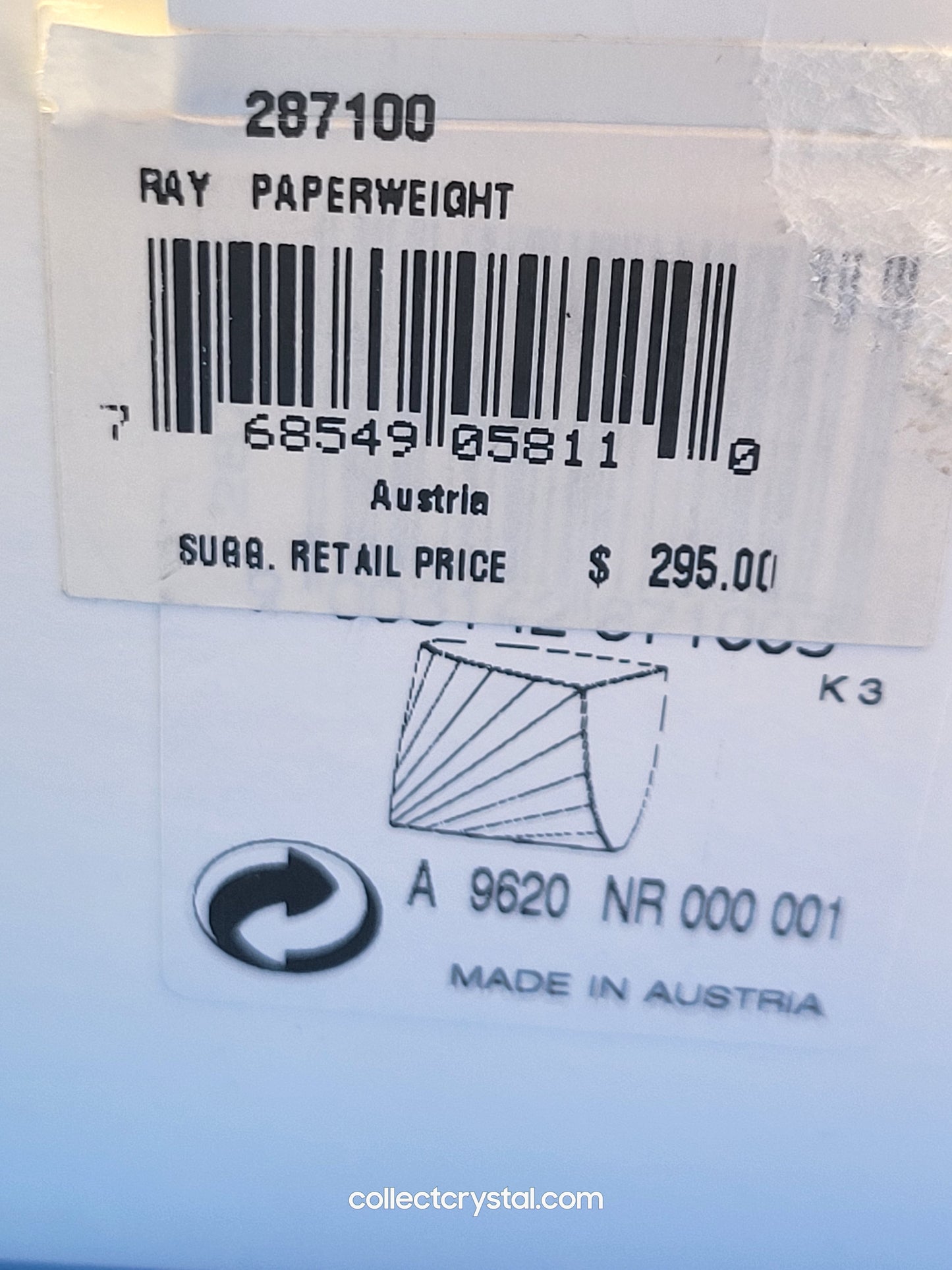PAPERWEIGHT – DANIEL SWAROVSKI RAY PAPERWEIGHT 287100