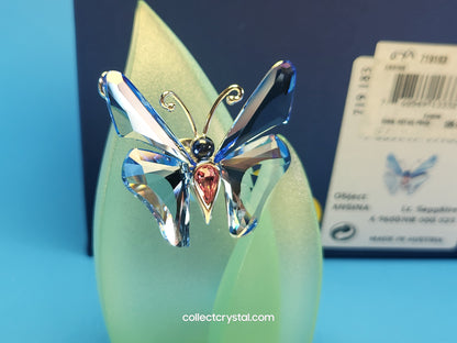 PARADISE BUGS OBJECT –ANSINA LIGHT SAPPHIRE BUTTERFLY & Leaf # 719183