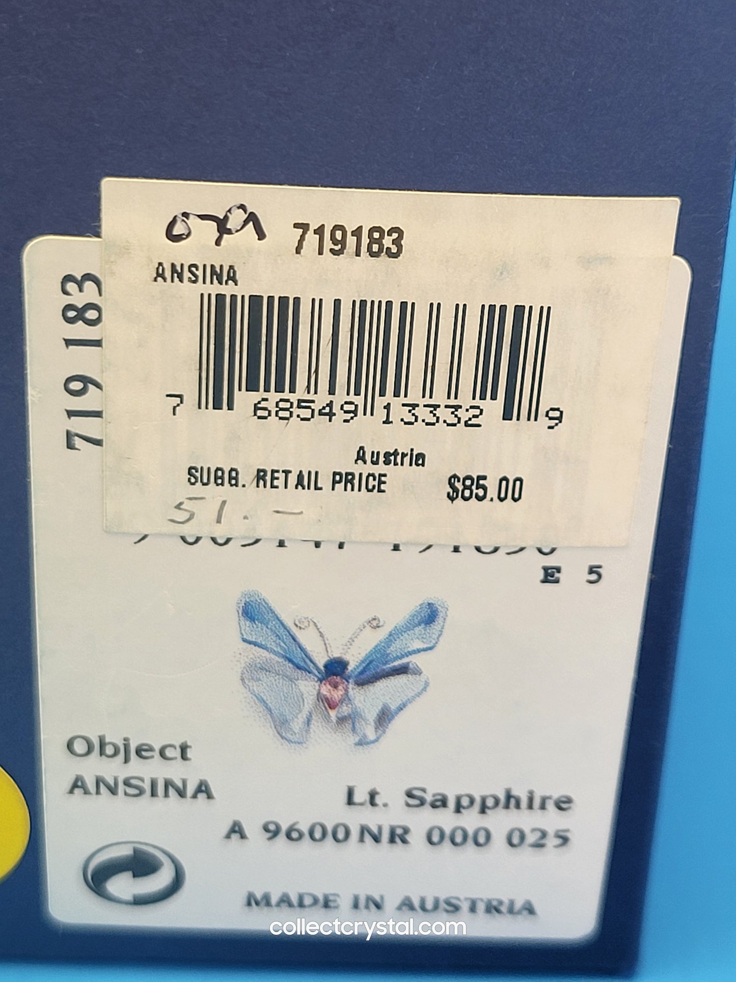 PARADISE BUGS OBJECT –ANSINA LIGHT SAPPHIRE BUTTERFLY & Leaf # 719183
