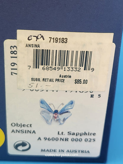 PARADISE BUGS OBJECT –ANSINA LIGHT SAPPHIRE BUTTERFLY & Leaf # 719183