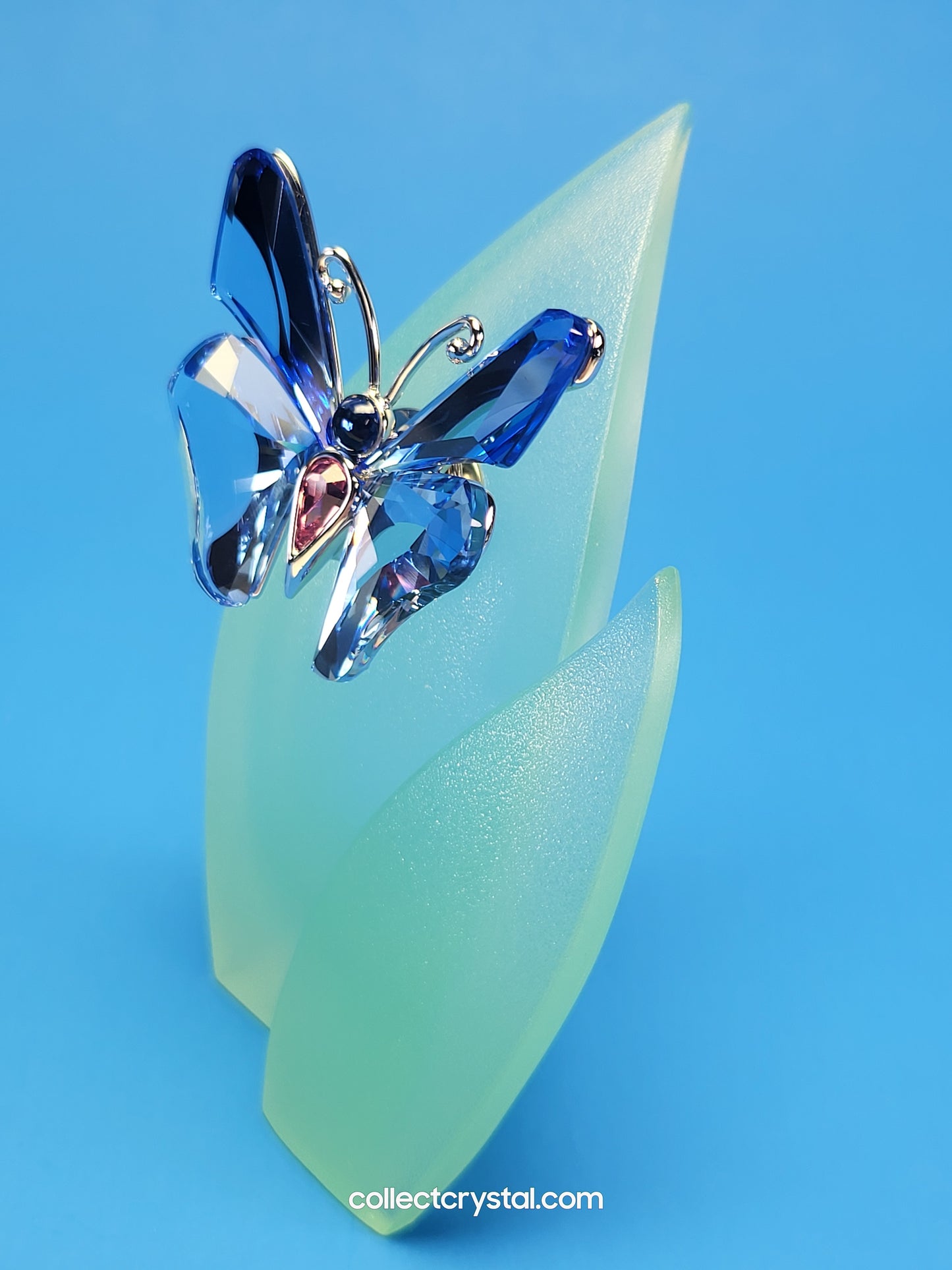 PARADISE BUGS OBJECT –ANSINA LIGHT SAPPHIRE BUTTERFLY & Leaf # 719183