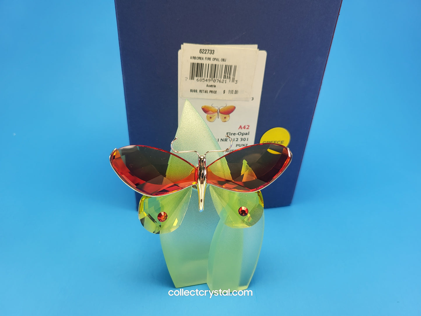 PARADISE BUGS OBJECT – BUTTERFLY ARBOREA FIRE-OPAL & Leaf # 622733