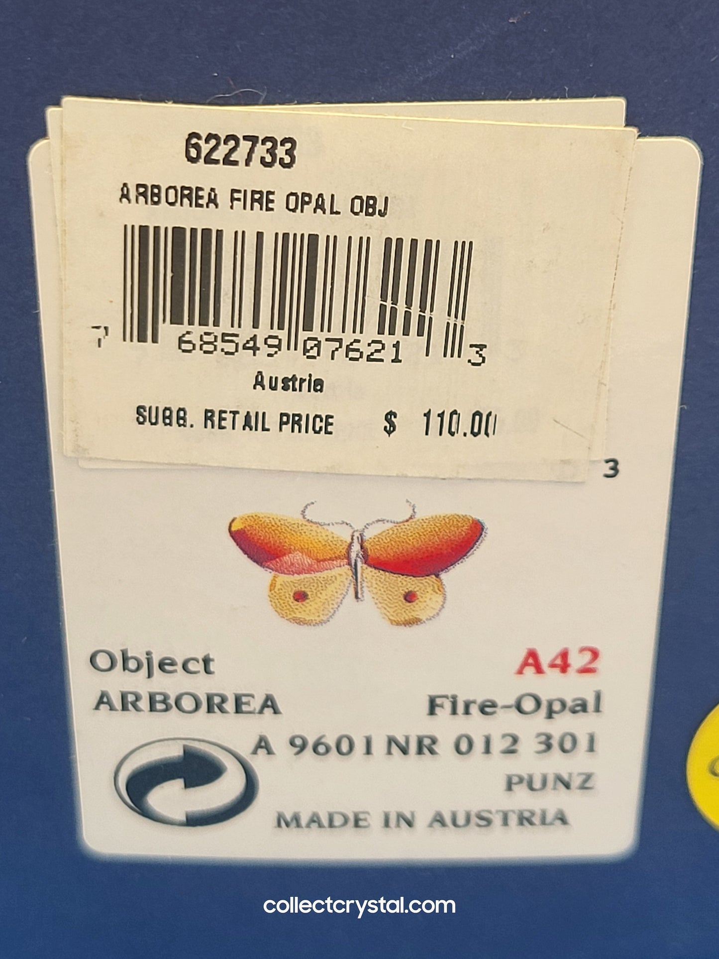 PARADISE BUGS OBJECT – BUTTERFLY ARBOREA FIRE-OPAL & Leaf # 622733