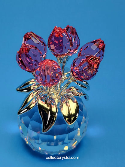 Memories Pink Tulips w Rhodium Leaves # 626874
