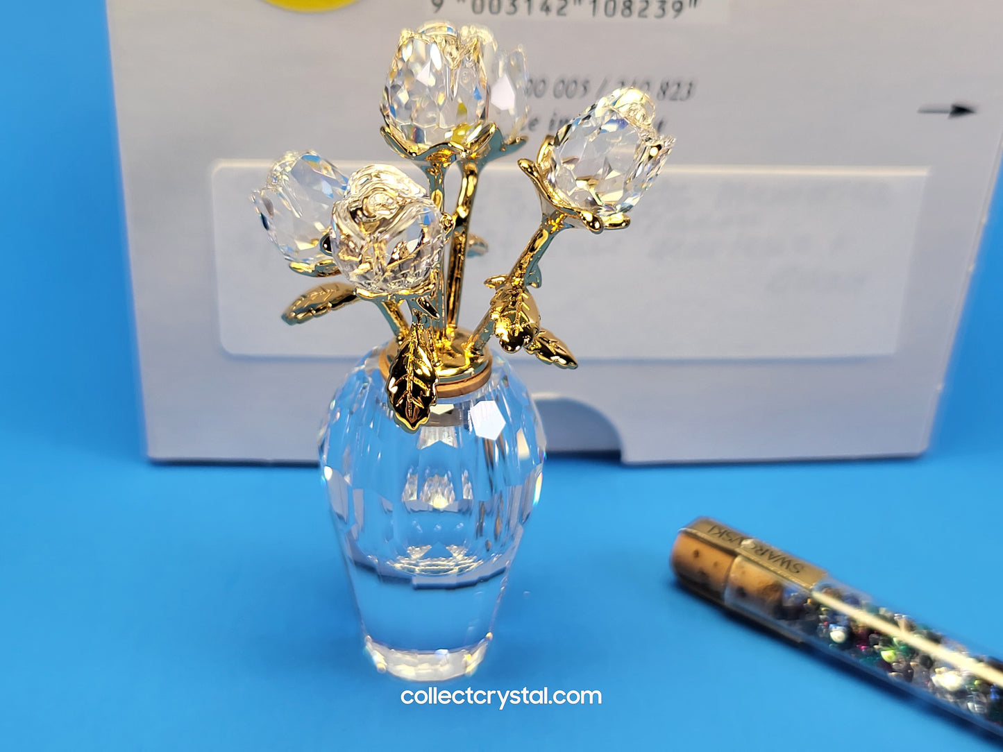 Memories Secrets Rose Bouquet in gold Vase w/ Stones,  # 210823