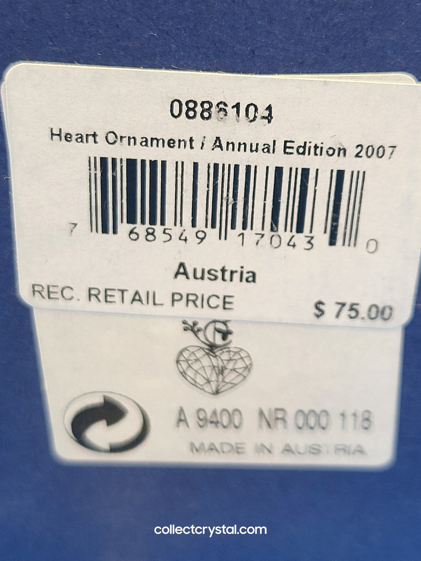 HEART 2007 ORNAMENT # 886104