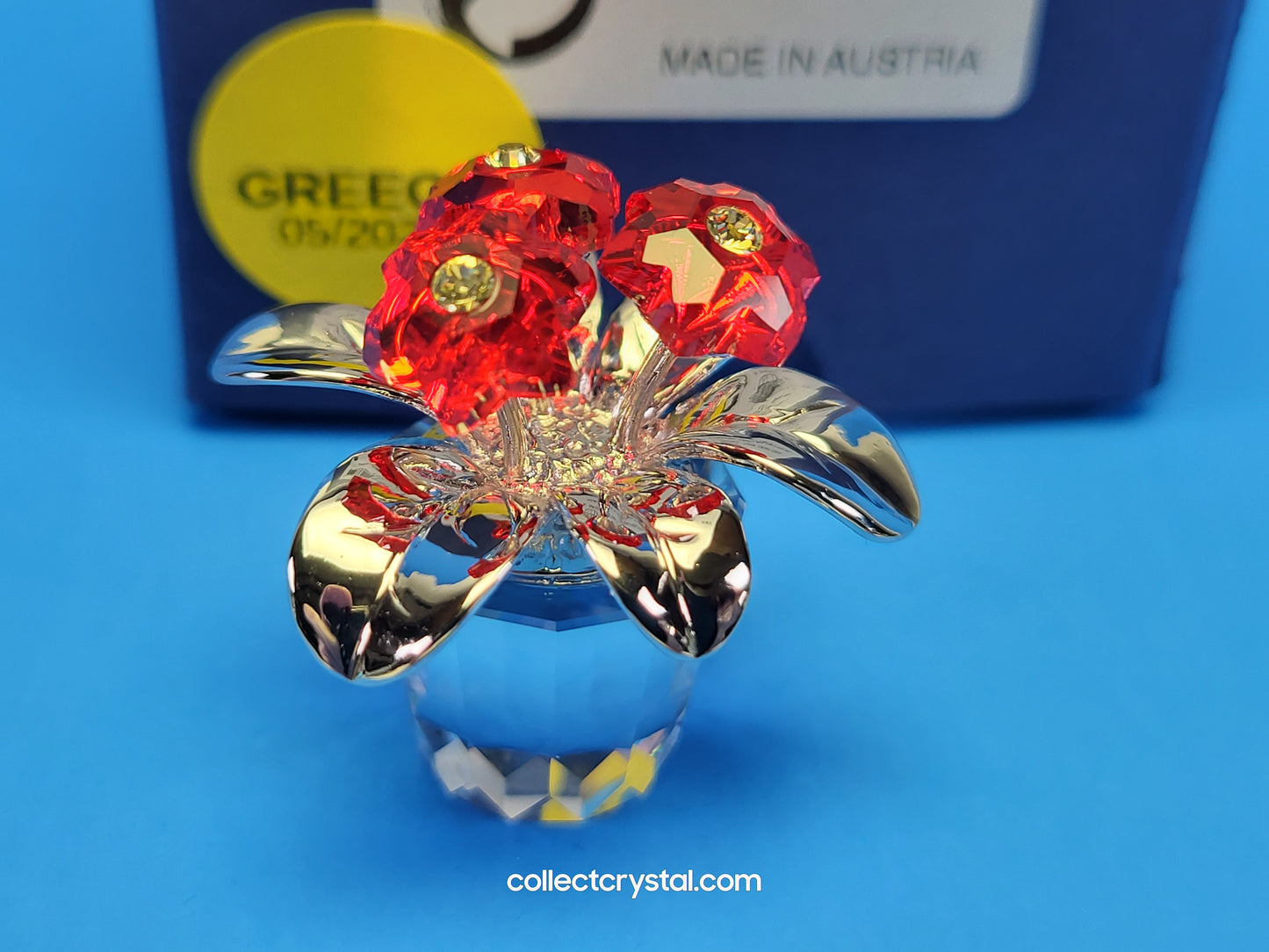 Happy Flower Figurine Memories RED Primula Rhodium # 718984