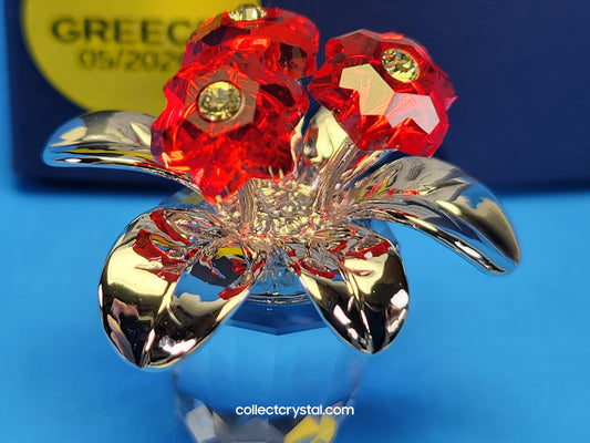 Happy Flower Figurine Memories RED Primula Rhodium # 718984