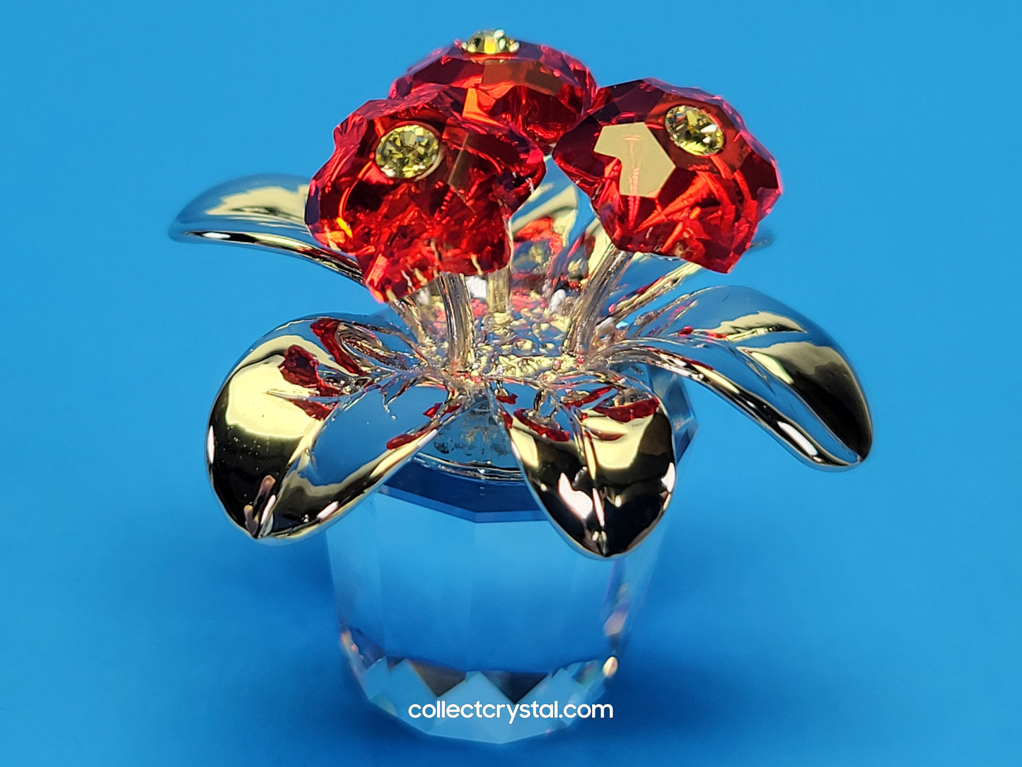 Happy Flower Figurine Memories RED Primula Rhodium # 718984