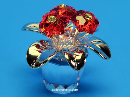 Happy Flower Figurine Memories RED Primula Rhodium # 718984