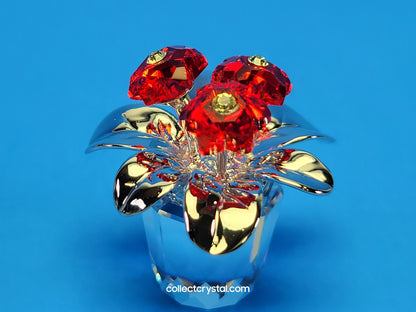 Happy Flower Figurine Memories RED Primula Rhodium # 718984