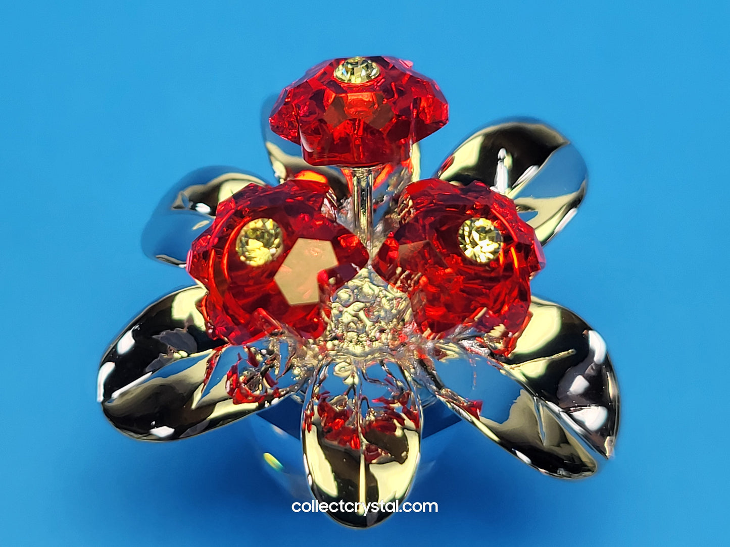 Happy Flower Figurine Memories RED Primula Rhodium # 718984