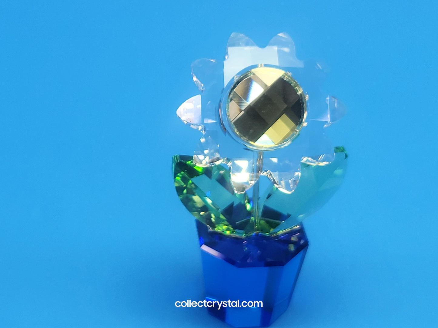 Happy Flowers # 631738 Clear Flower Blue Pot Yellow accent