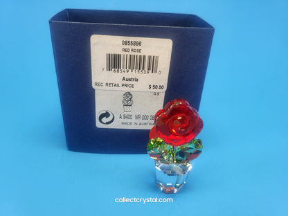 HAPPY FLOWERS - RED ROSE in clear pot # 855896 Mib