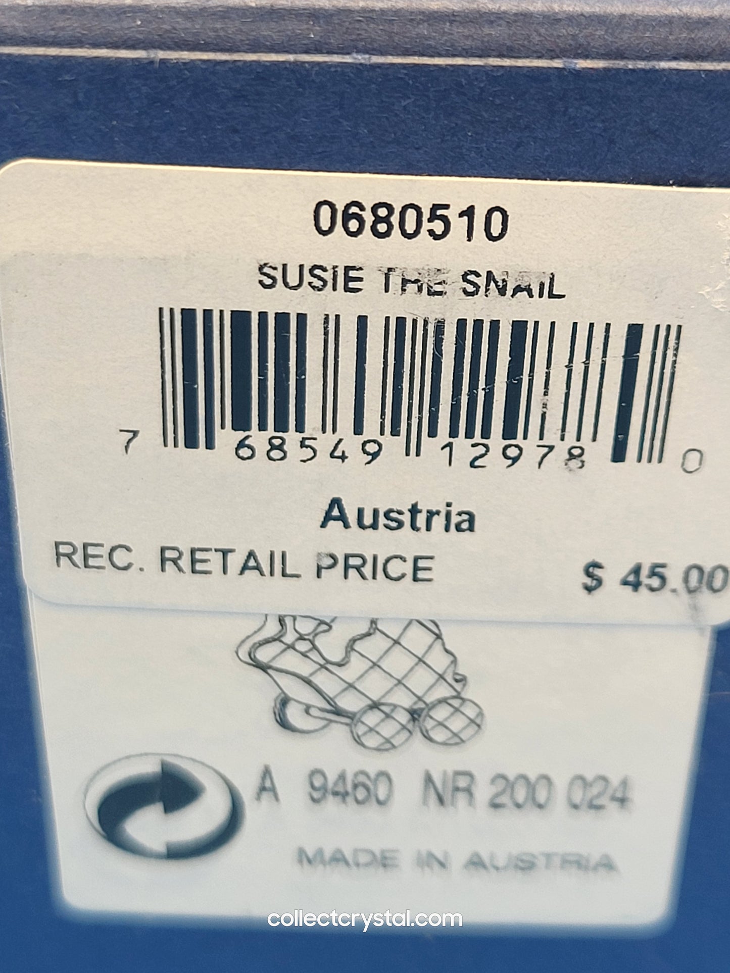 SUSIE THE SNAIL # 680510 PULL TOY FIGURINE