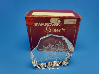 EDELWIESS FLOWERS SOUVENIR CRYSTAL REVERSED-ETCHED PAPERWEIGHT 9503 148 444
