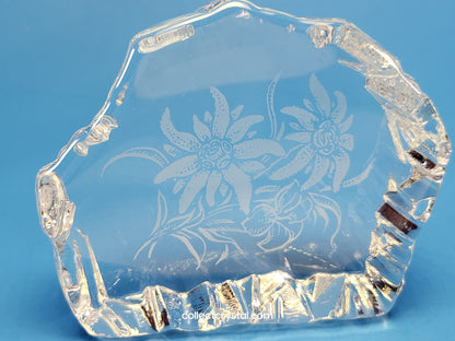 EDELWIESS FLOWERS SOUVENIR CRYSTAL REVERSED-ETCHED PAPERWEIGHT 9503 148 444