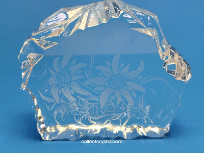 EDELWIESS FLOWERS SOUVENIR CRYSTAL REVERSED-ETCHED PAPERWEIGHT 9503 148 444