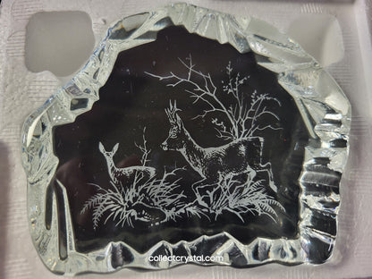 STAG & DOE DEER SOUVENIR REVERSED-ETCHED PAPERWEIGHT # 9503 M839