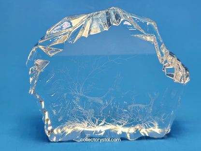 STAG & DOE DEER SOUVENIR REVERSED-ETCHED PAPERWEIGHT # 9503 M839