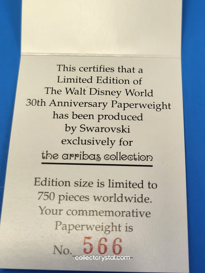 Arribas Disneyland 30th Anniversary Paperweight mib 566 / 750 # M6507
