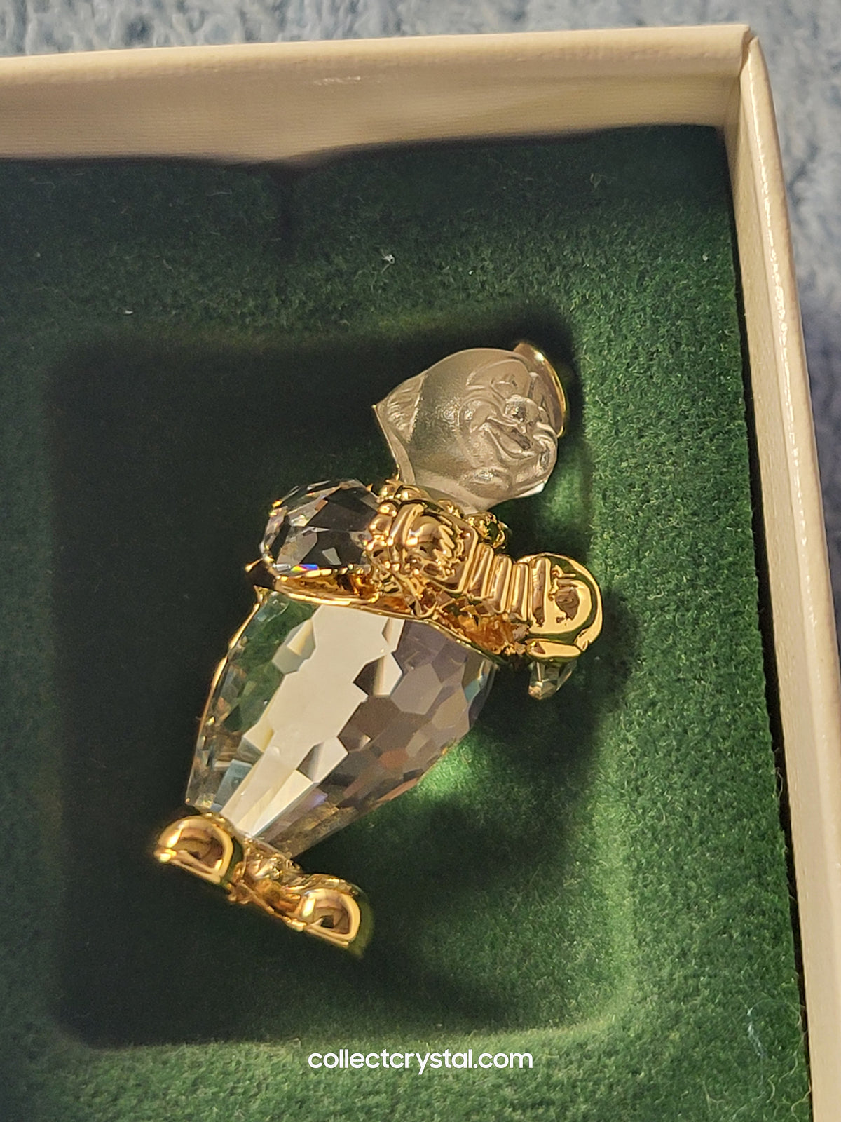 MEMORIES - Clown playing accordion - Crystal and Gold BROOCH # 220310