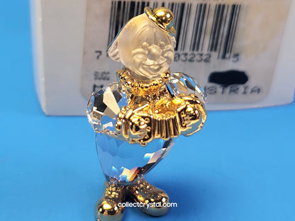 MEMORIES - Clown playing accordion - Crystal and Gold BROOCH # 220310