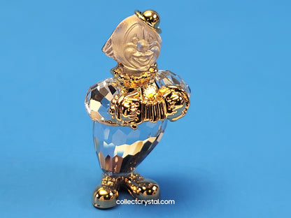 MEMORIES - Clown playing accordion - Crystal and Gold BROOCH # 220310