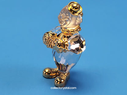 MEMORIES - Clown playing accordion - Crystal and Gold BROOCH # 220310